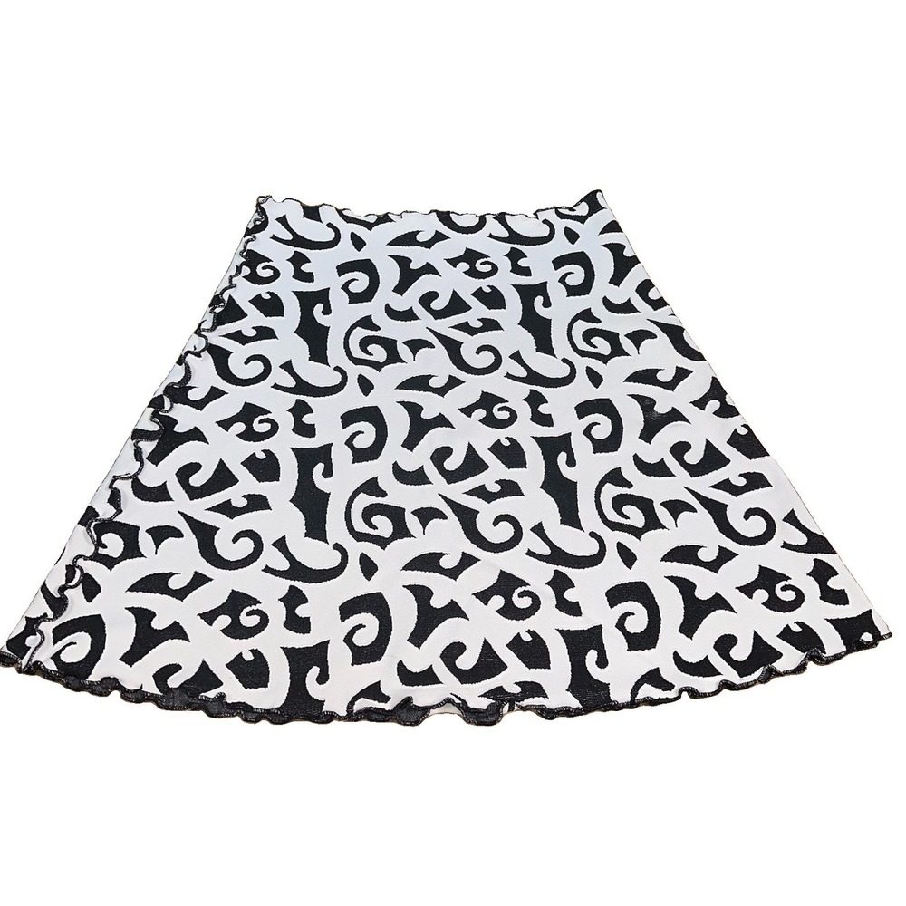 Haystacks Original Tatua Jacquard Bias Skirt Black White Lettuce Women's XL‎ NWT